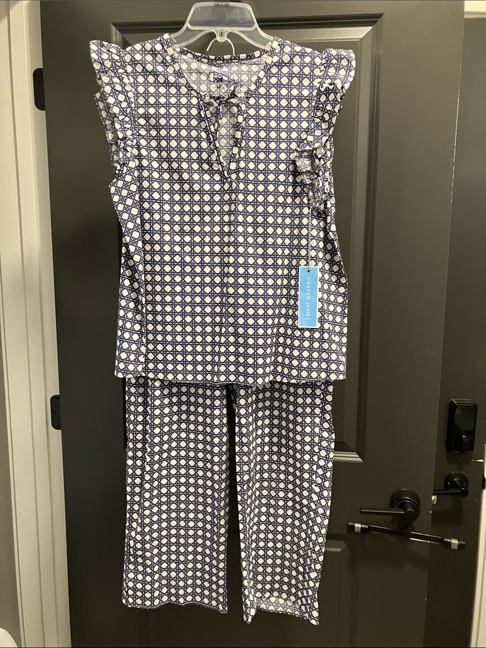 Draper James Navy and White Geo-Print Girls Pajama Set